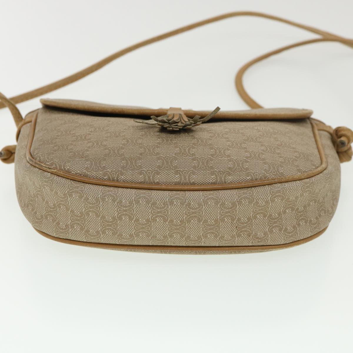 Celine Macadam Canvas Shoulder Bag PVC Leather Beige  39182