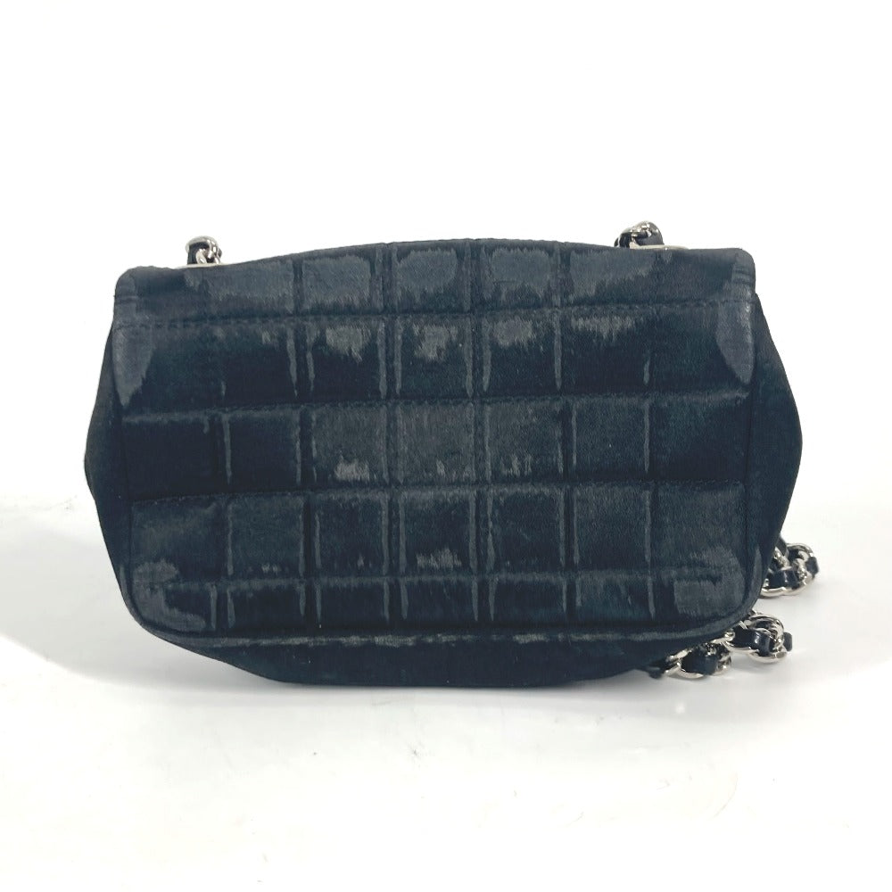 CHANEL Shoulder Bag Satin black bag pochette Lipstick Mirror CC COCO Mark Women Used
