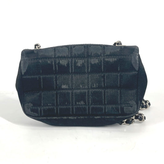 CHANEL Shoulder Bag Satin black bag pochette Lipstick Mirror CC COCO Mark Women Used