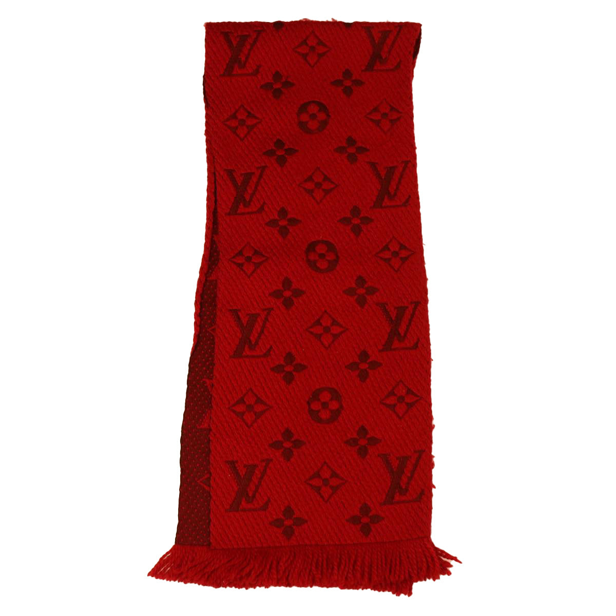 LOUIS VUITTON Monogram Escalp Logo Mania Scarf Wool Silk Red M74732 39194