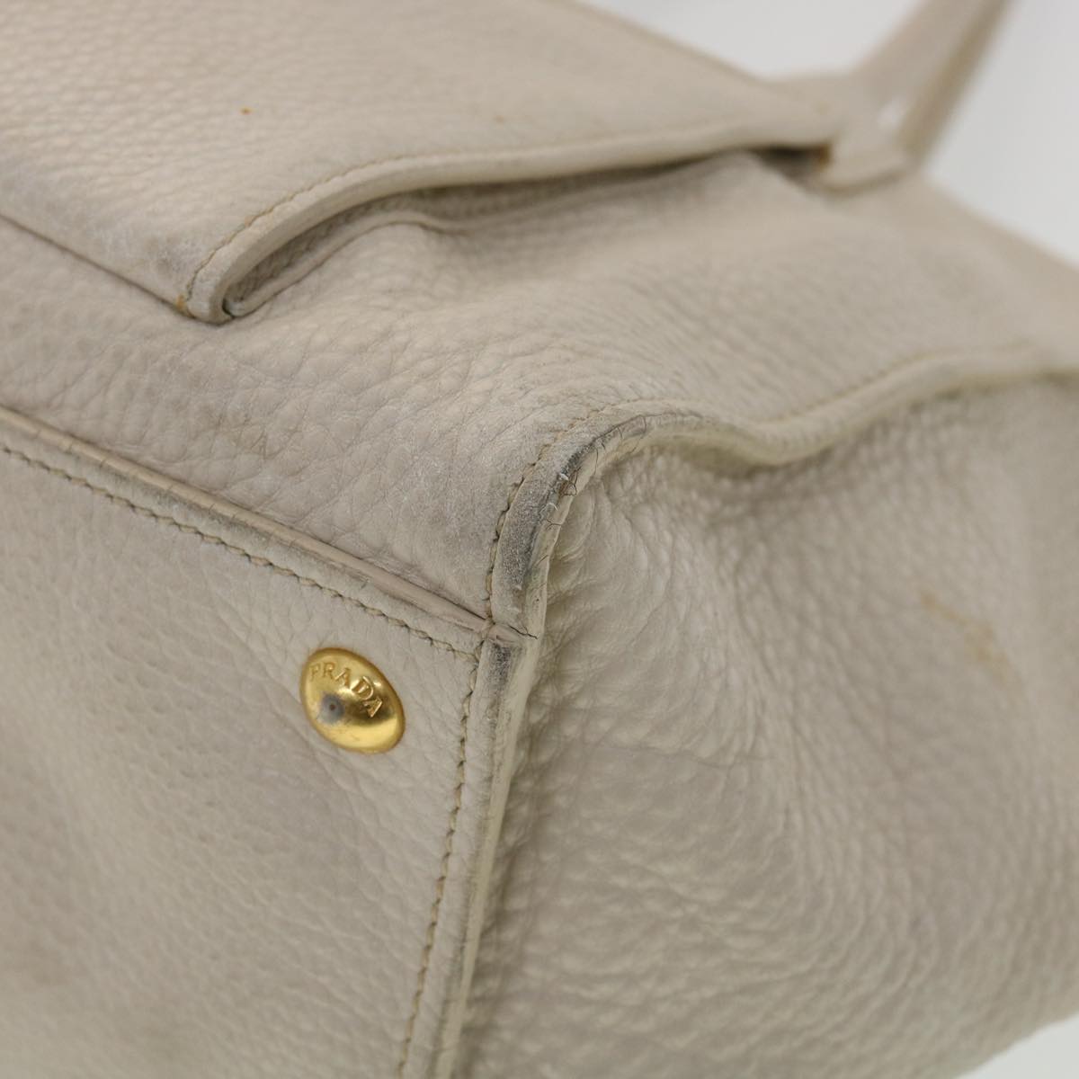 Prada Hand Bag Leather 2way Beige  39299