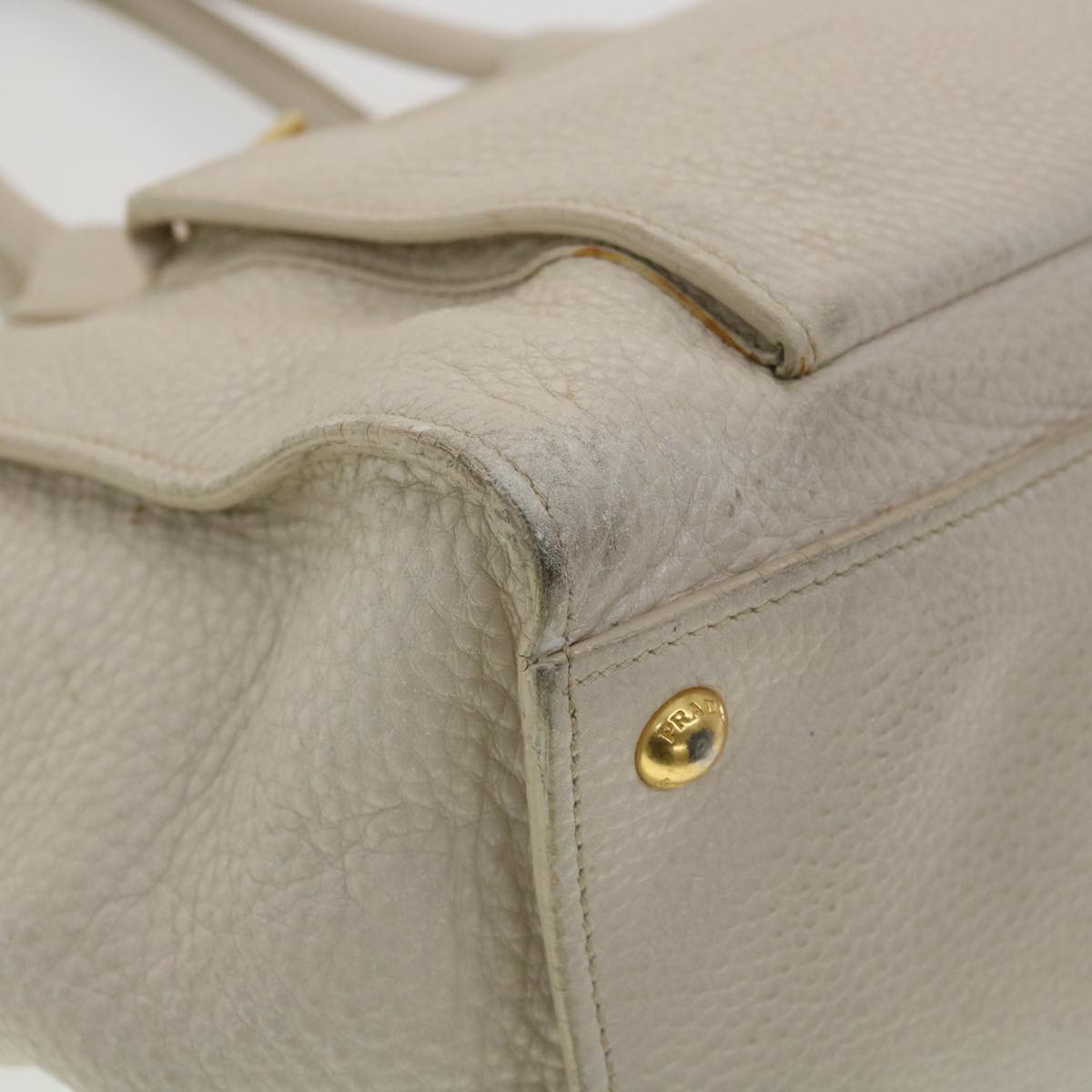 Prada Hand Bag Leather 2way Beige  39299