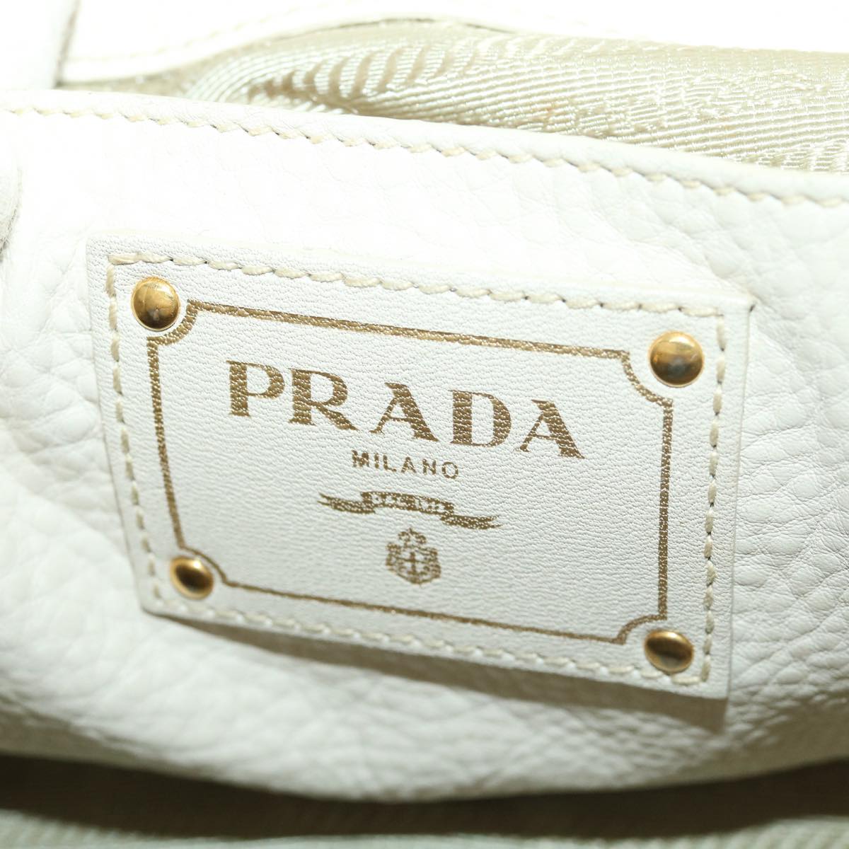 Prada Hand Bag Leather 2way Beige  39299