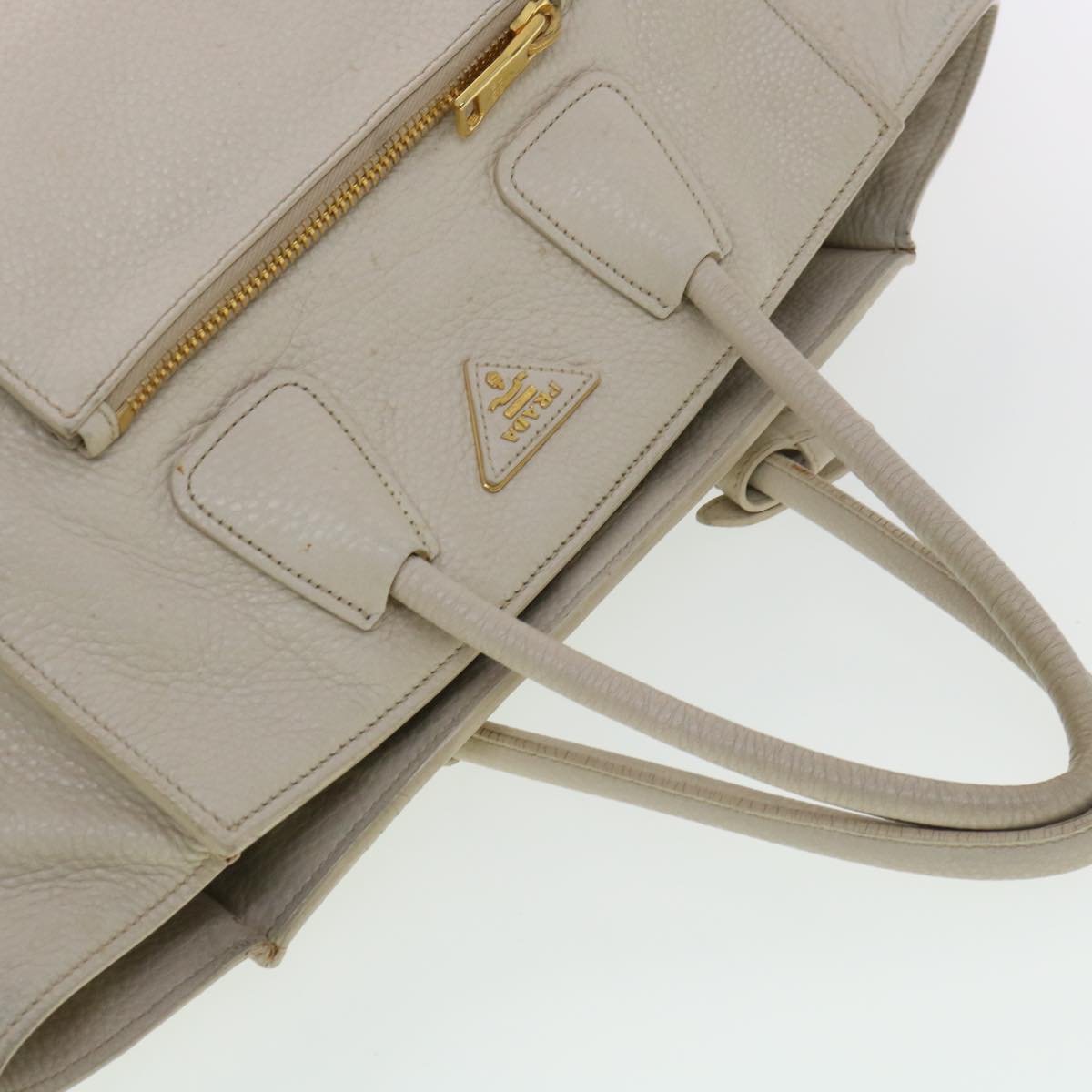 Prada Hand Bag Leather 2way Beige  39299