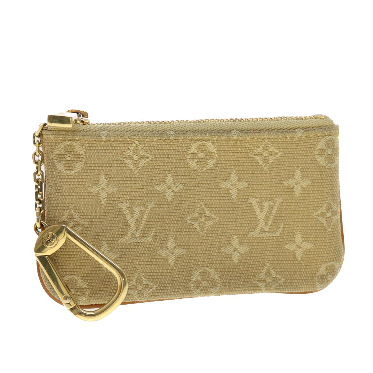 LOUIS VUITTON Monogram Mini Pochette Cles Coin Purse Beige M92438 LV 39328