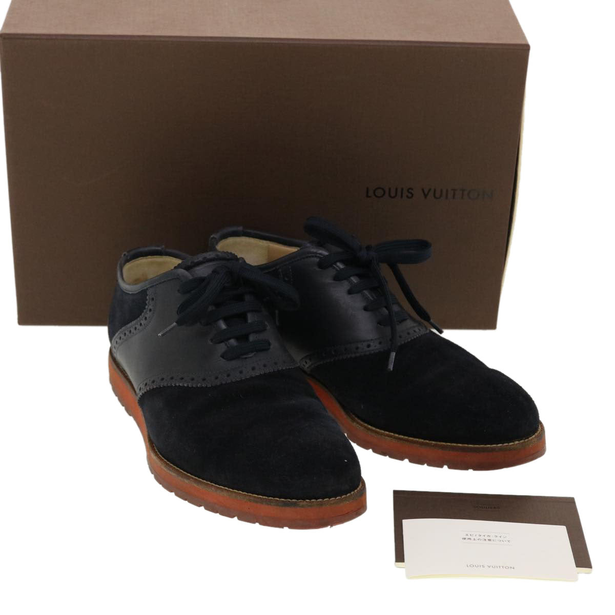 LOUIS VUITTON Shoes Suede Leather 6M Black LV 39347