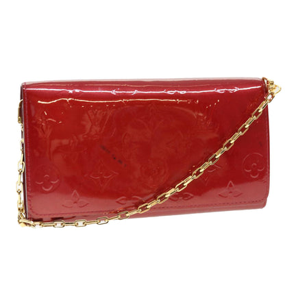 LOUIS VUITTON Vernis Portefeiulle Sarah Chain Long Wallet Red M90206 Auth 39373