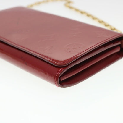 LOUIS VUITTON Vernis Portefeiulle Sarah Chain Long Wallet Red M90206 Auth 39373