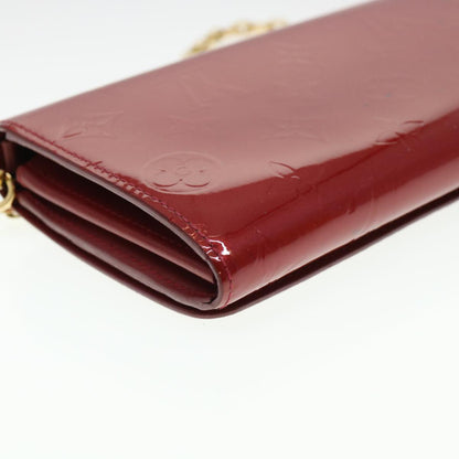 LOUIS VUITTON Vernis Portefeiulle Sarah Chain Long Wallet Red M90206 Auth 39373