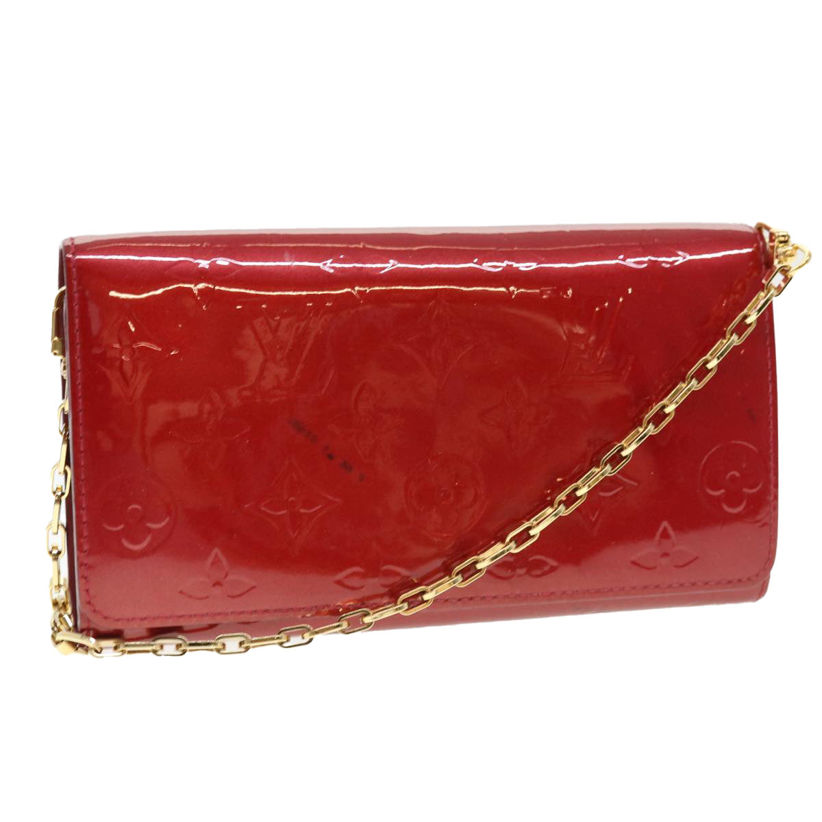 LOUIS VUITTON Vernis Portefeiulle Sarah Chain Long Wallet Red M90206 39373
