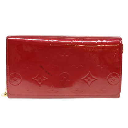 LOUIS VUITTON Vernis Portefeiulle Sarah Chain Long Wallet Red M90206 Auth 39373