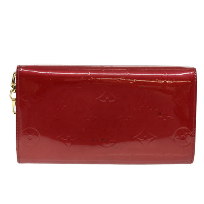 LOUIS VUITTON Vernis Portefeiulle Sarah Chain Long Wallet Red M90206 Auth 39373