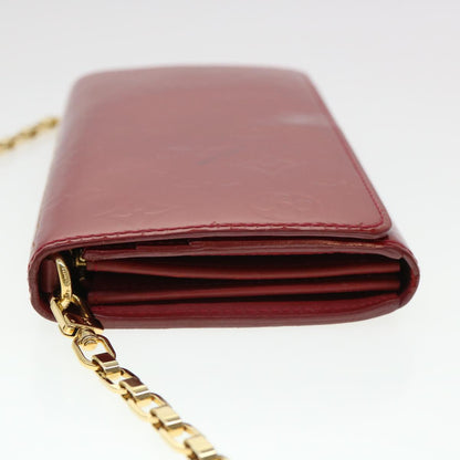 LOUIS VUITTON Vernis Portefeiulle Sarah Chain Long Wallet Red M90206 Auth 39373