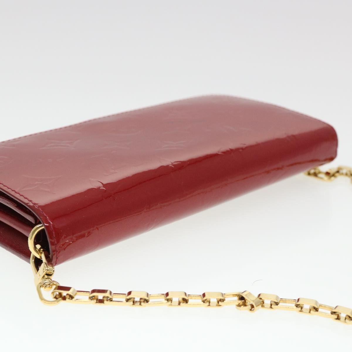 LOUIS VUITTON Vernis Portefeiulle Sarah Chain Long Wallet Red M90206 Auth 39373