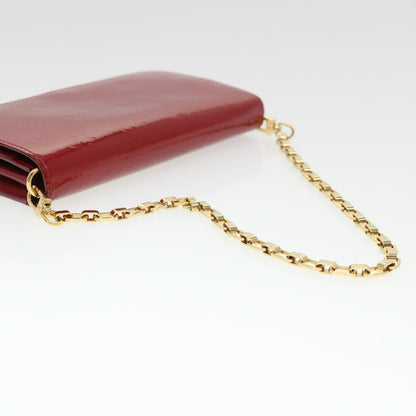 LOUIS VUITTON Vernis Portefeiulle Sarah Chain Long Wallet Red M90206 Auth 39373