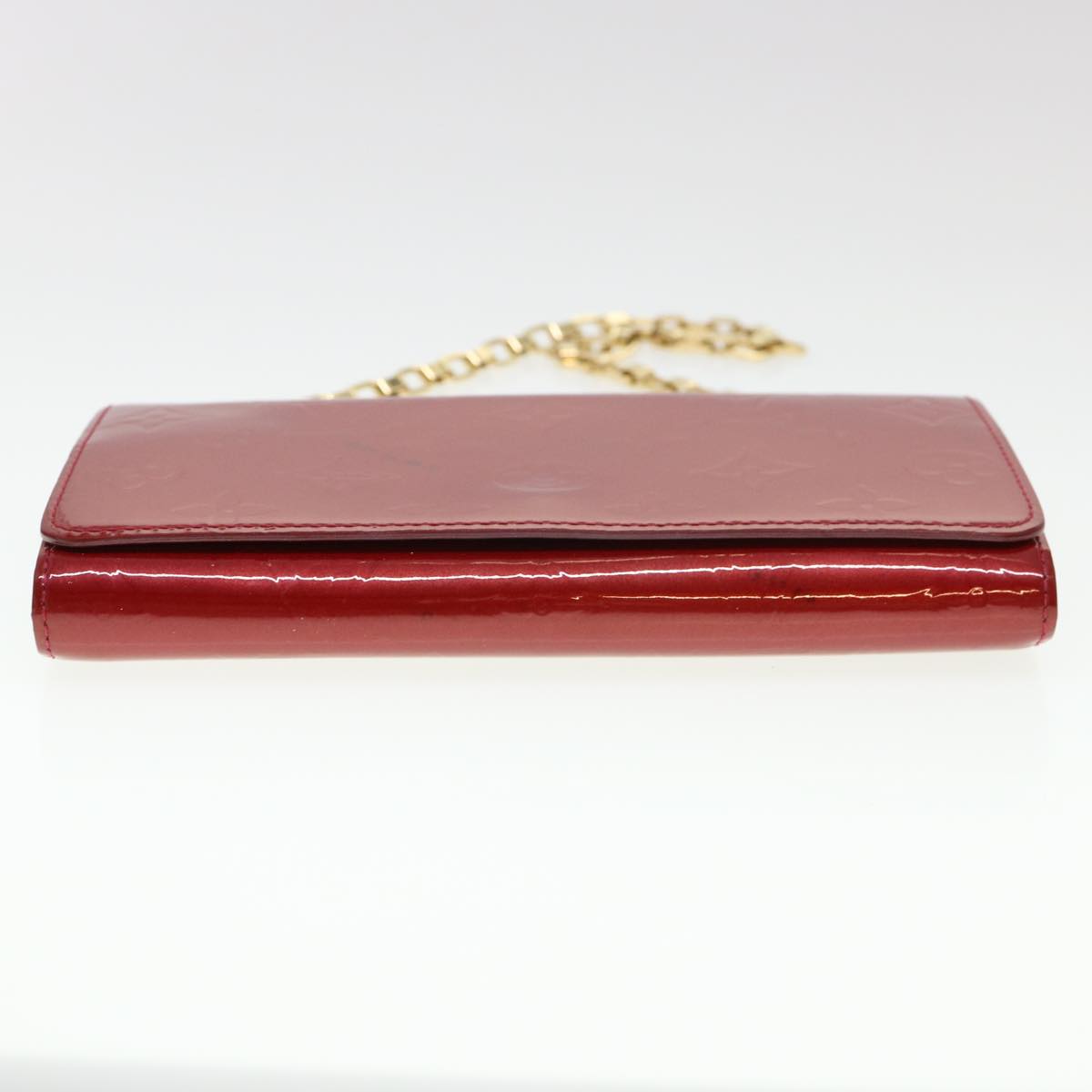 LOUIS VUITTON Vernis Portefeiulle Sarah Chain Long Wallet Red M90206 Auth 39373