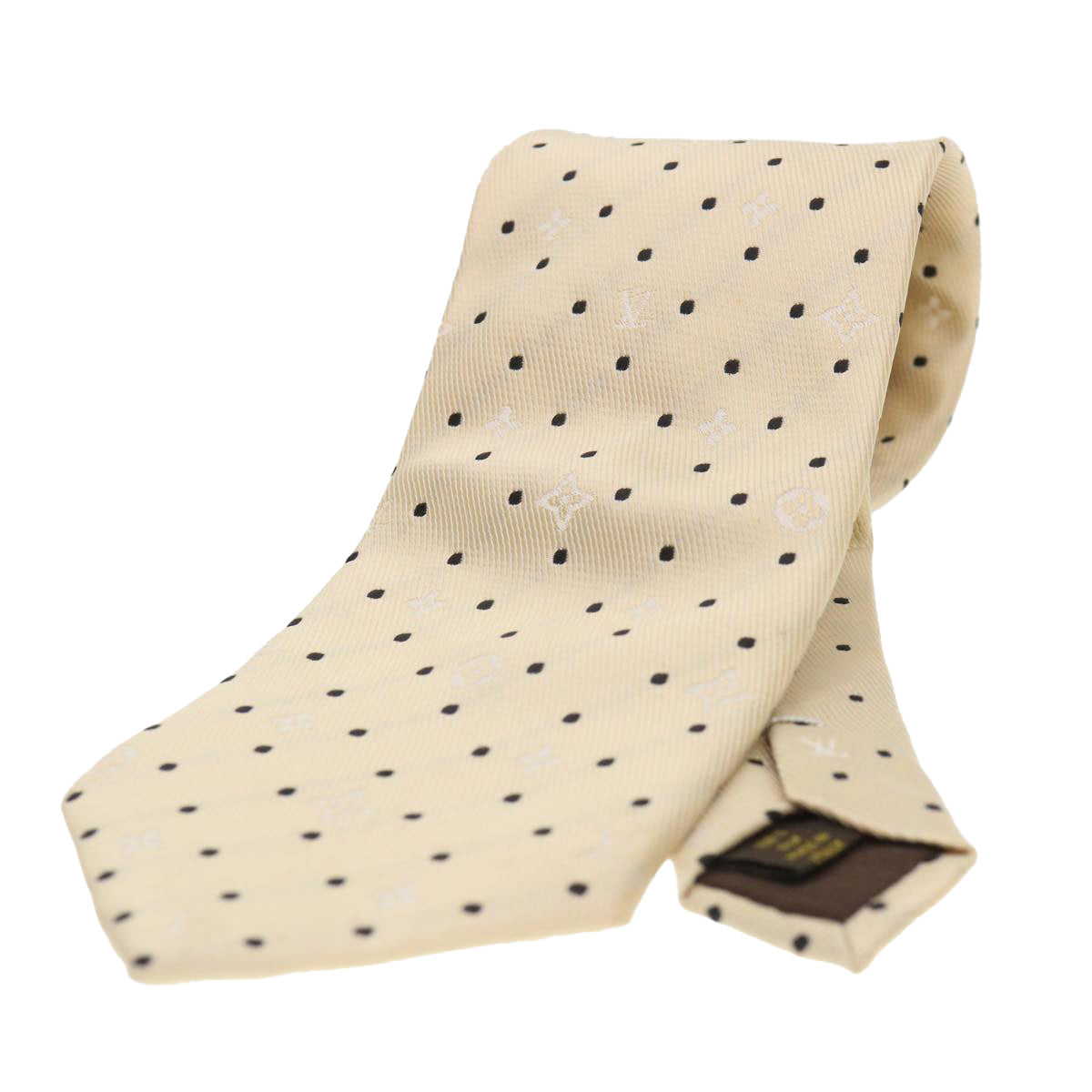 LOUIS VUITTON Necktie Silk Cream LV 39393