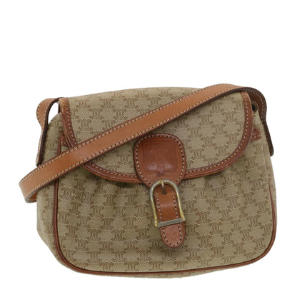 Celine Macadam Canvas Shoulder Bag PVC Leather Beige  39417