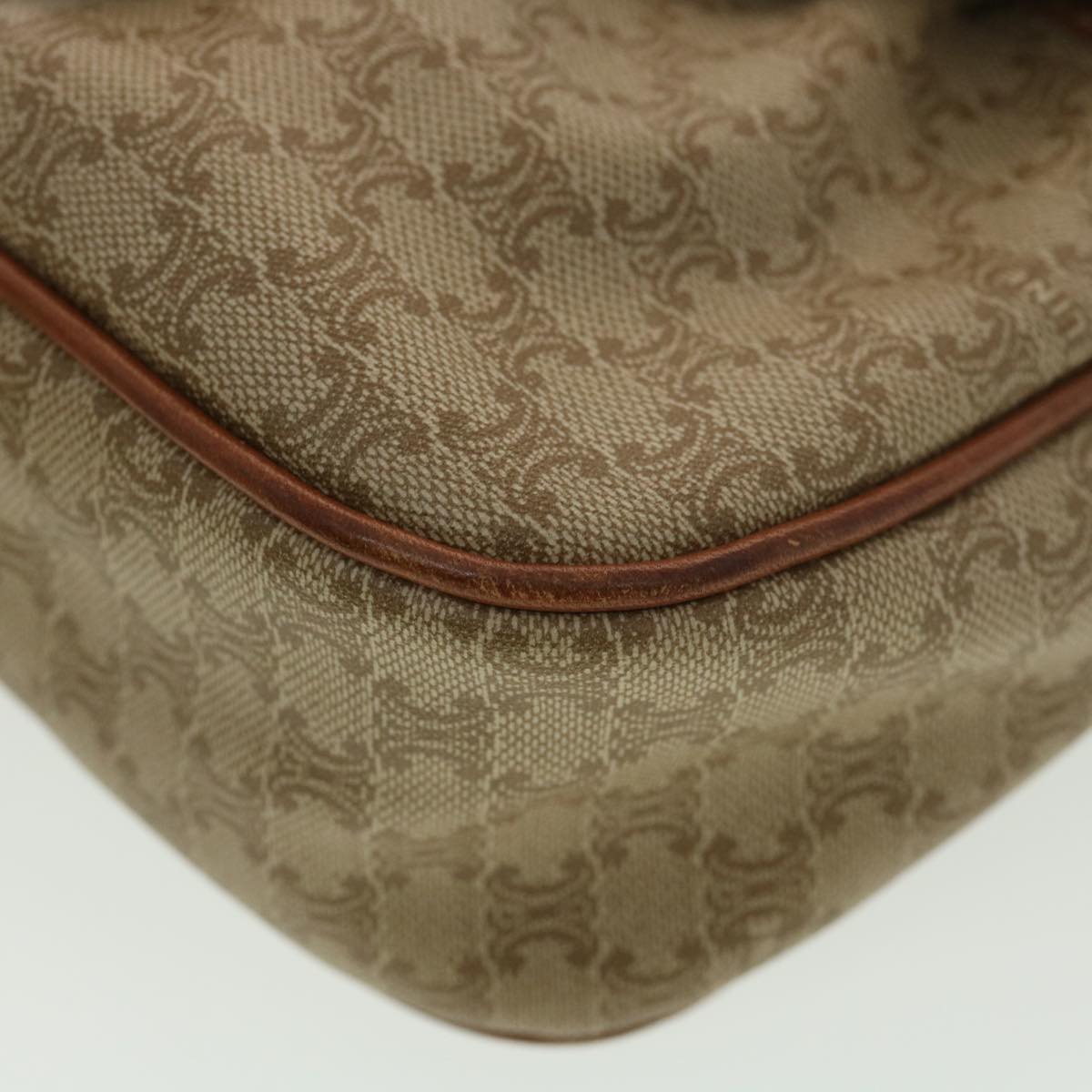 Celine Macadam Canvas Shoulder Bag PVC Leather Beige  39417