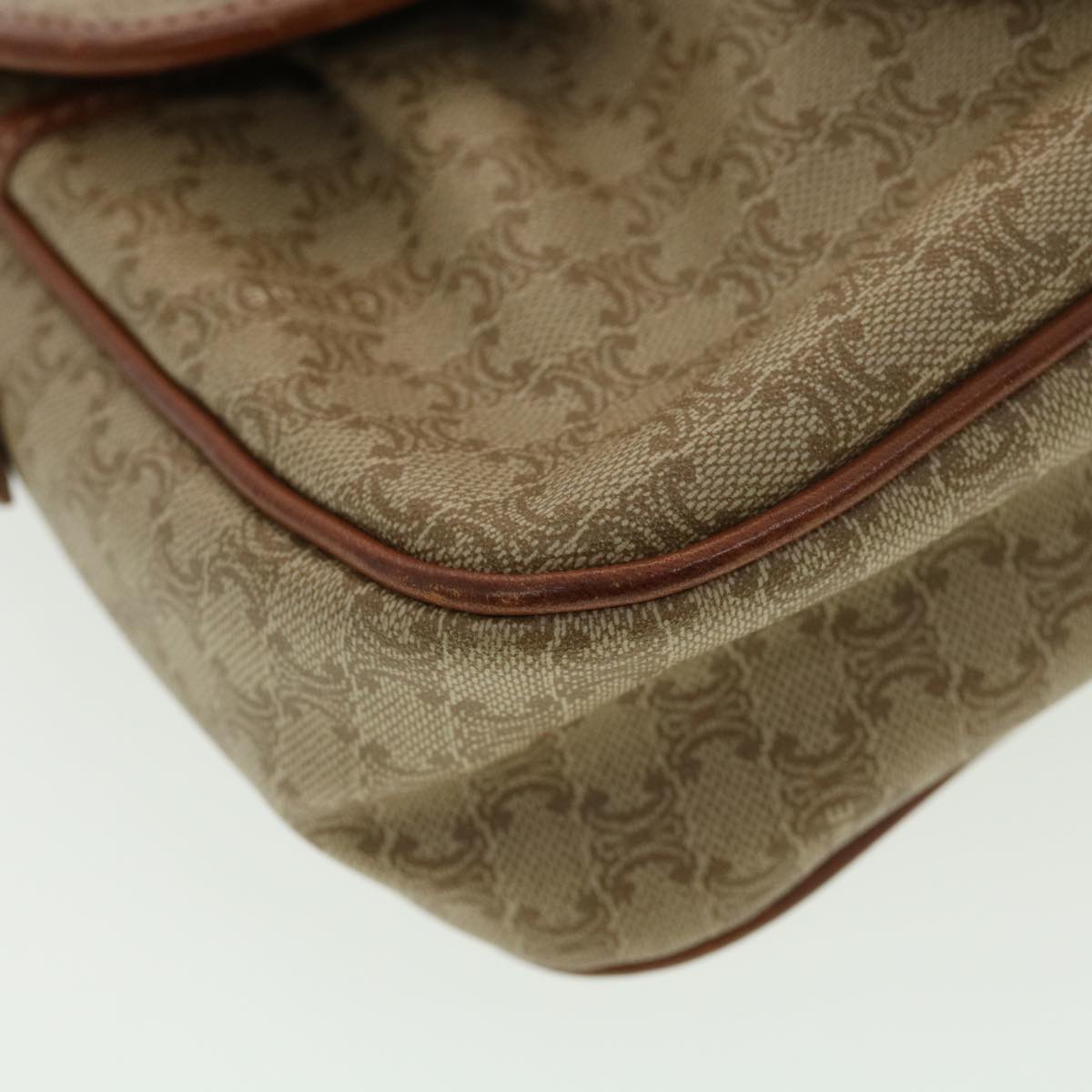 Celine Macadam Canvas Shoulder Bag PVC Leather Beige  39417