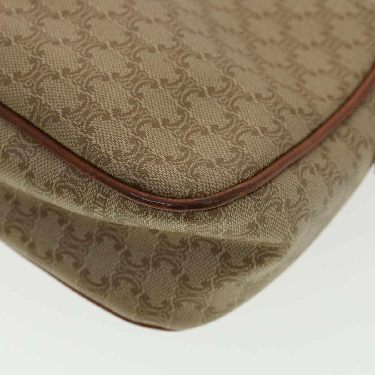 Celine Macadam Canvas Shoulder Bag PVC Leather Beige  39417