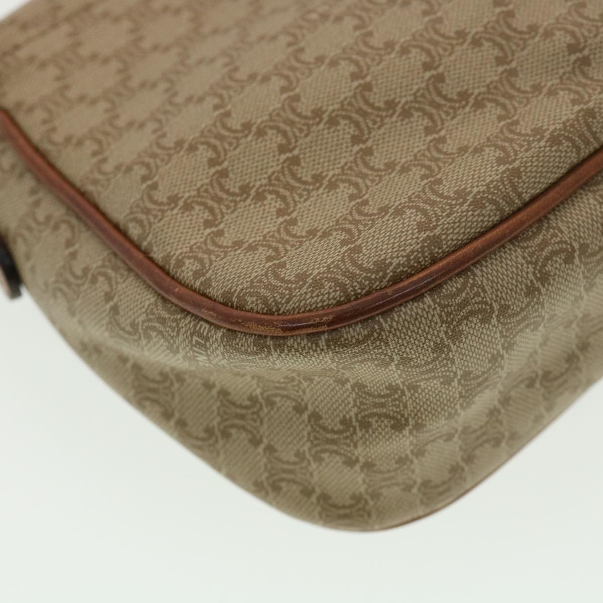 Celine Macadam Canvas Shoulder Bag PVC Leather Beige  39417