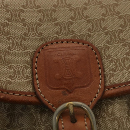 Celine Macadam Canvas Shoulder Bag PVC Leather Beige  39417