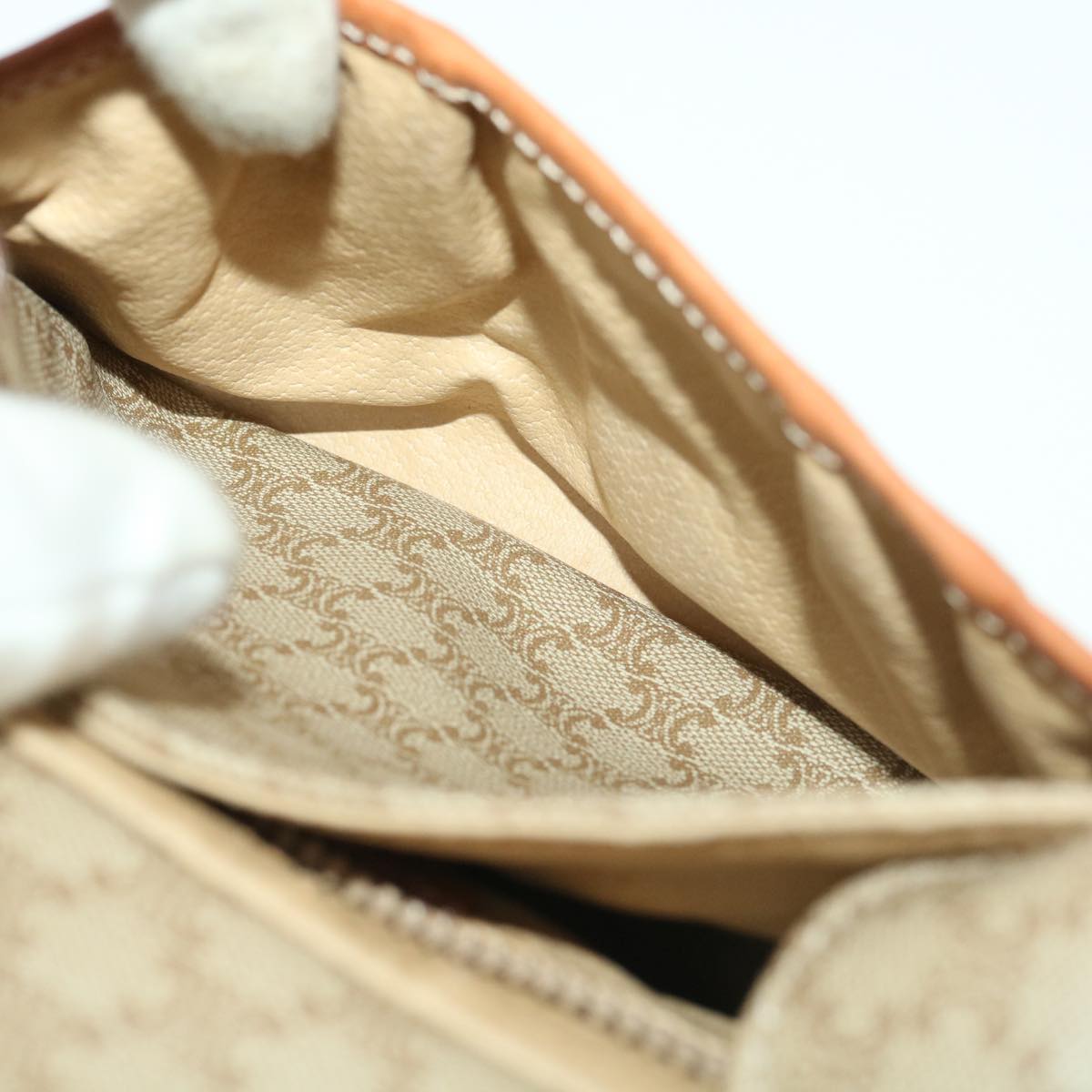 Celine Macadam Canvas Shoulder Bag PVC Leather Beige  39417