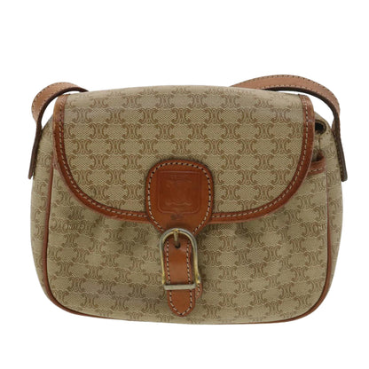 Celine Macadam Canvas Shoulder Bag PVC Leather Beige  39417