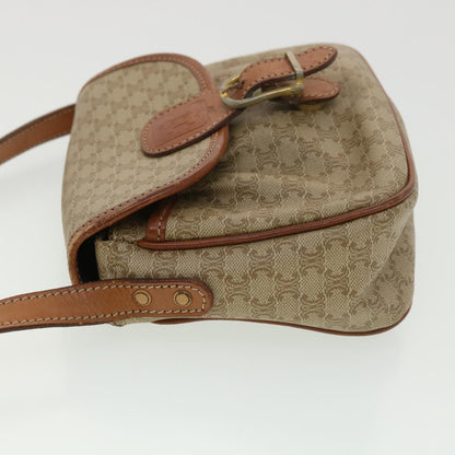 Celine Macadam Canvas Shoulder Bag PVC Leather Beige  39417