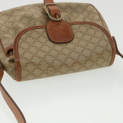 Celine Macadam Canvas Shoulder Bag PVC Leather Beige  39417