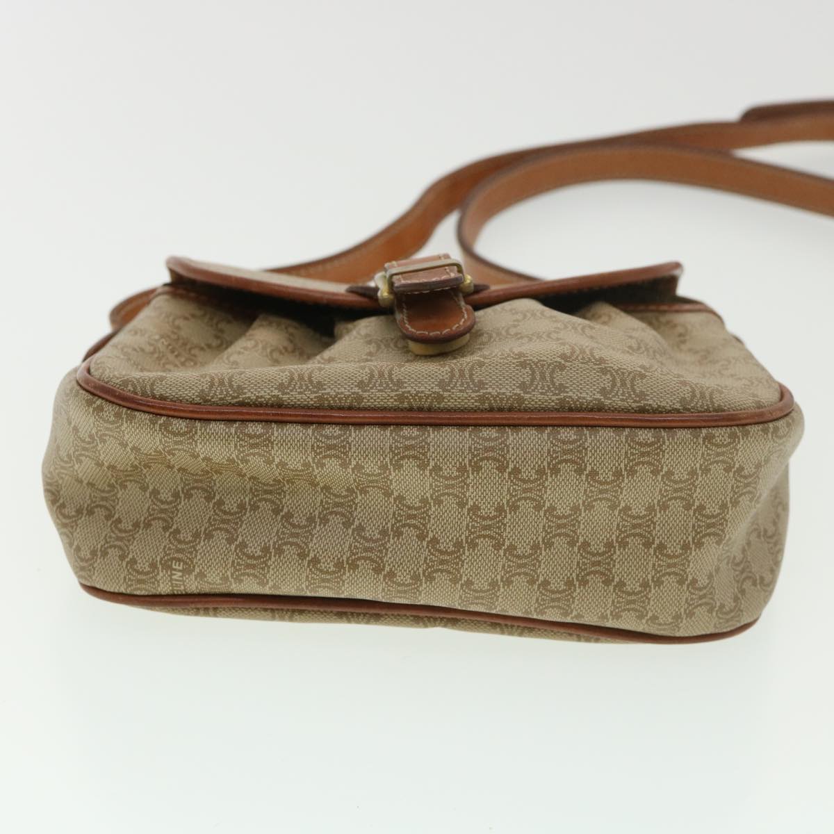 Celine Macadam Canvas Shoulder Bag PVC Leather Beige  39417