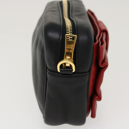 Prada Ribbon Shoulder Bag Leather Red Black  39645A