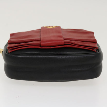 Prada Ribbon Shoulder Bag Leather Red Black  39645A