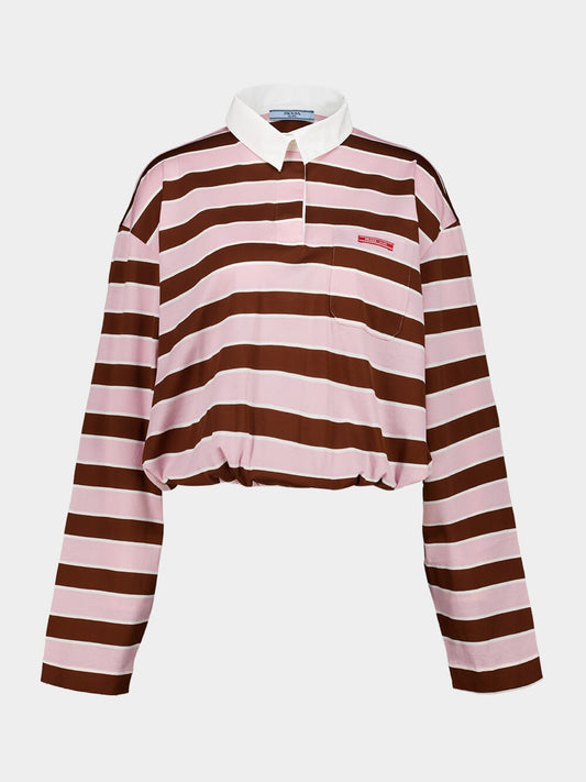 Alabaster and Tobacco Striped Cotton Top