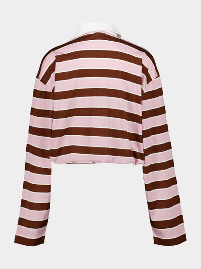 Alabaster and Tobacco Striped Cotton Top