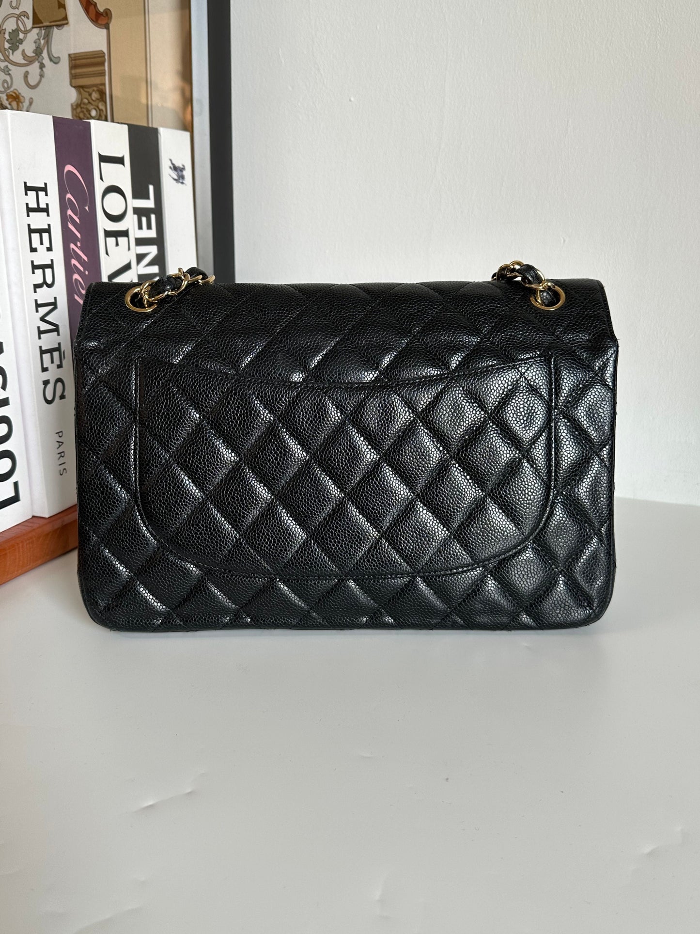 CHANEL Caviar Quilted Jumbo Double Flap Black #QIEE