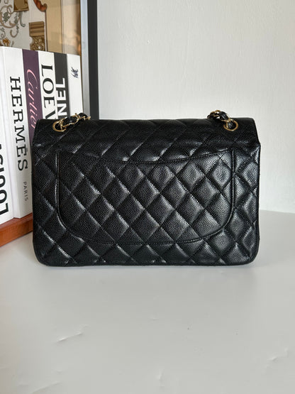 CHANEL Caviar Quilted Jumbo Double Flap Black #QIEE