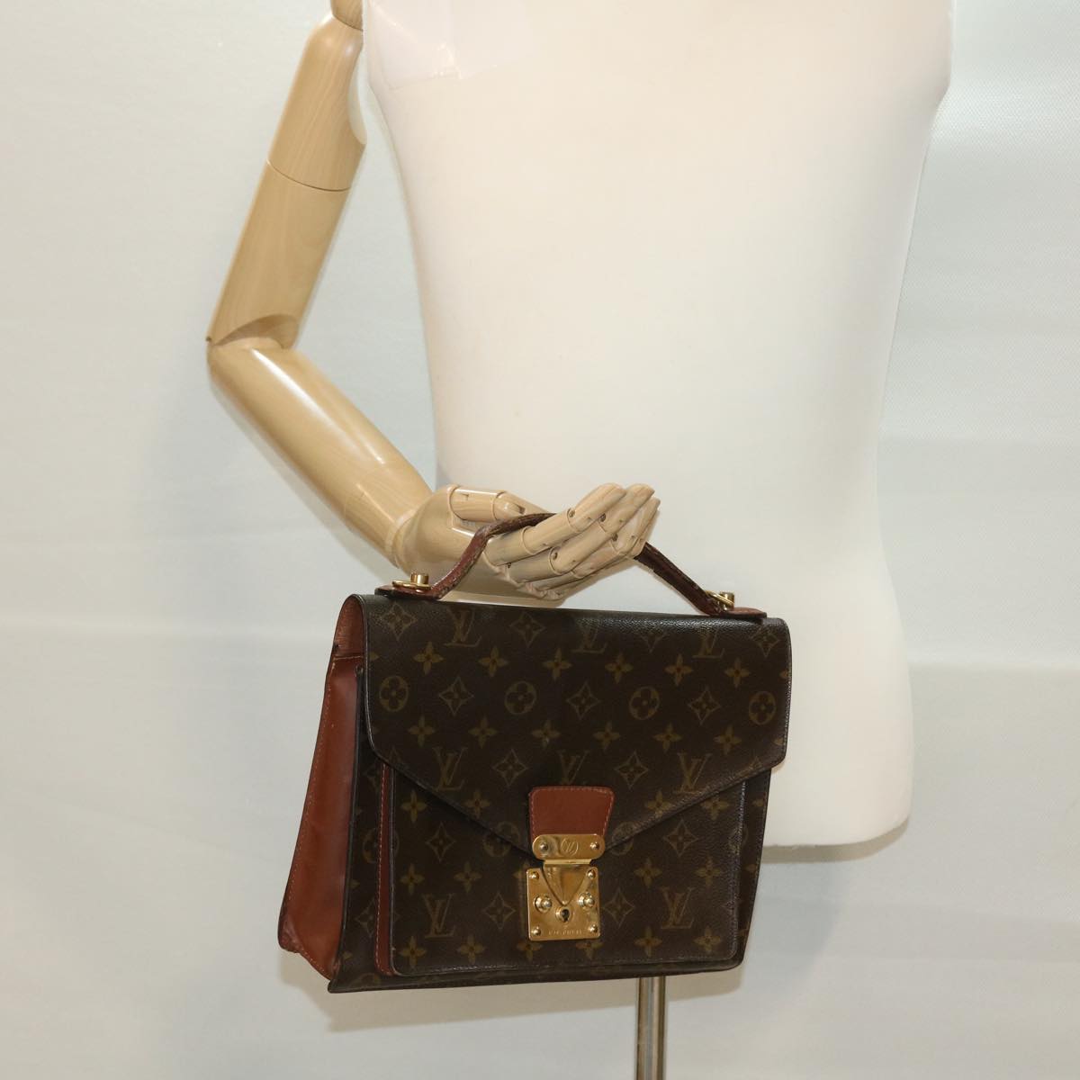 LOUIS VUITTON Monogram Monceau Hand Bag 2way M51185 LV 39810
