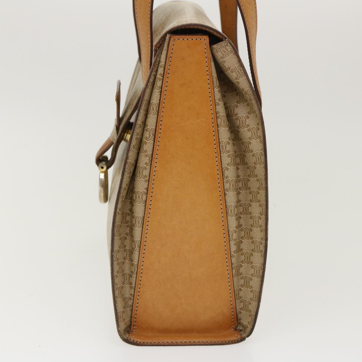 Celine Macadam Canvas Shoulder Bag PVC Leather Brown Beige  39943