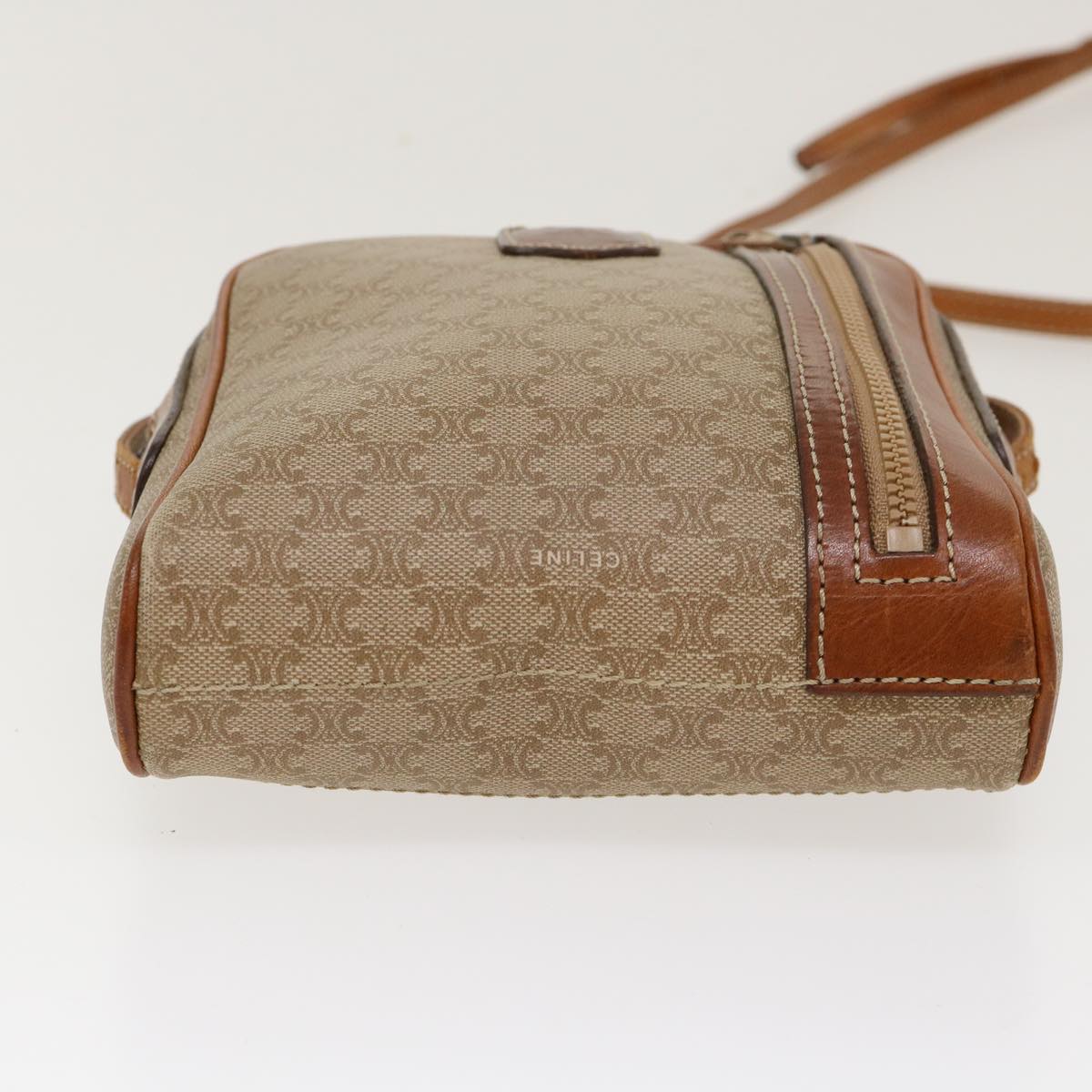 Celine Macadam Canvas Shoulder Bag PVC Leather Beige  39944