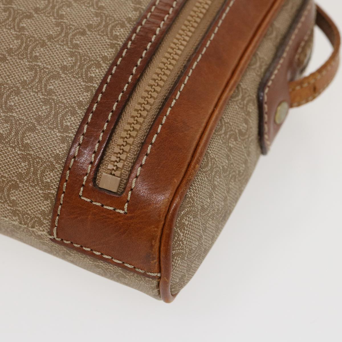 Celine Macadam Canvas Shoulder Bag PVC Leather Beige  39944
