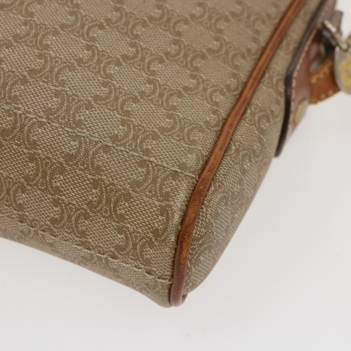 Celine Macadam Canvas Shoulder Bag PVC Leather Beige  39944