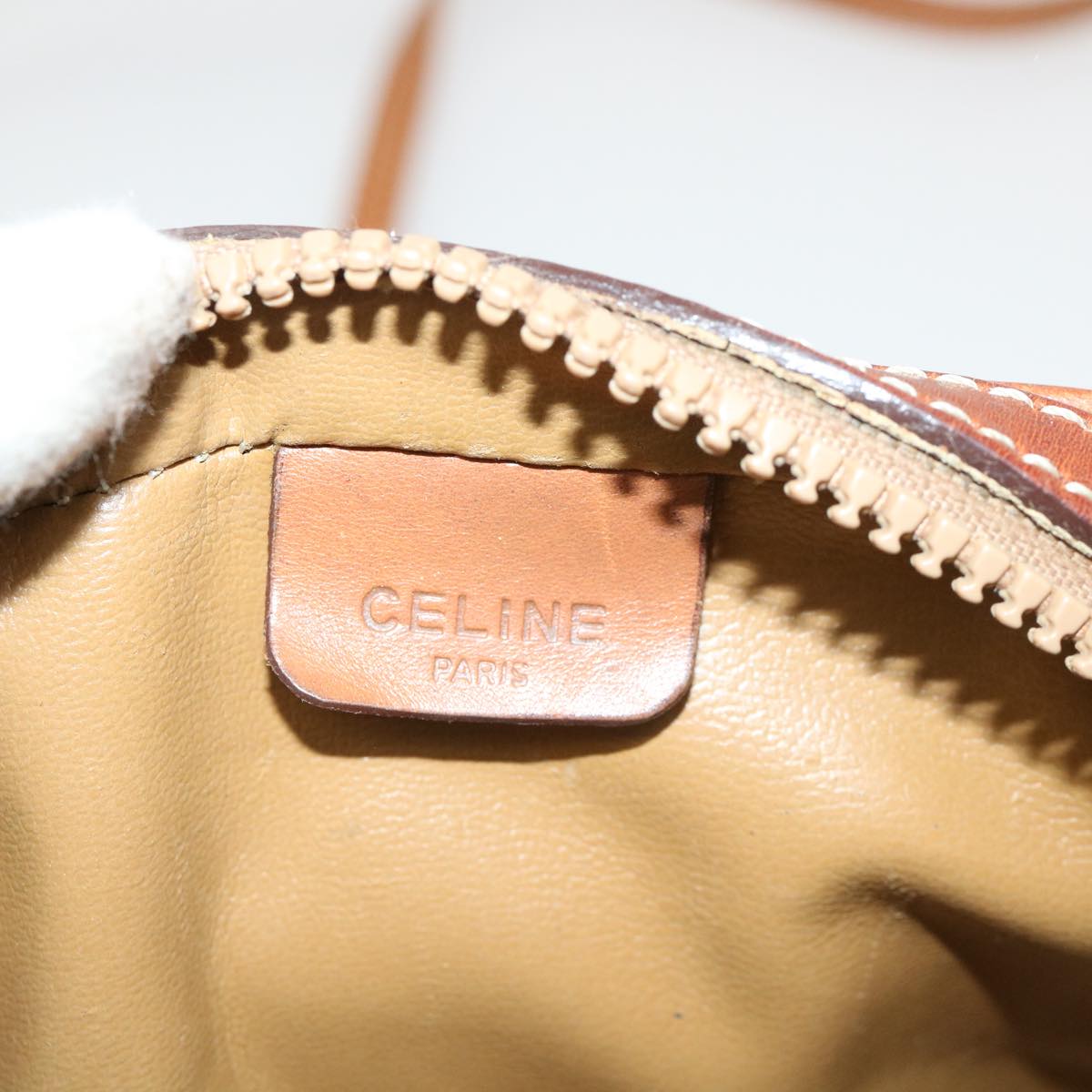 Celine Macadam Canvas Shoulder Bag PVC Leather Beige  39944