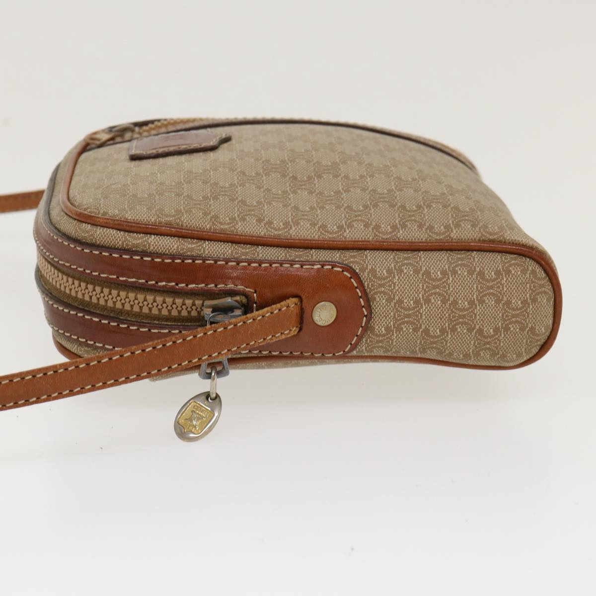 Celine Macadam Canvas Shoulder Bag PVC Leather Beige  39944