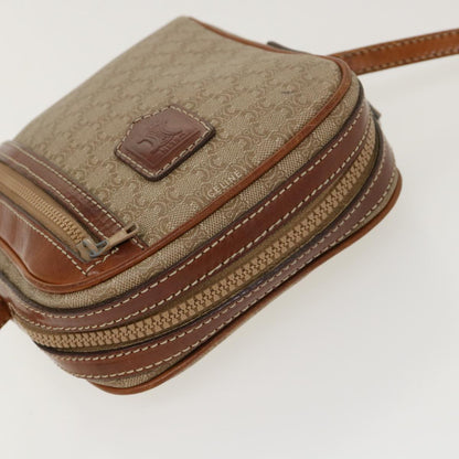 Celine Macadam Canvas Shoulder Bag PVC Leather Beige  39944