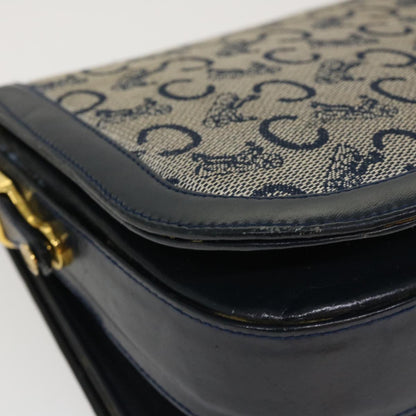 Celine C Macadam Canvas Horse Carriage Shoulder Bag Navy  39948