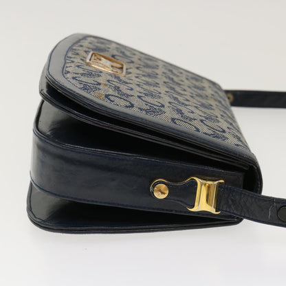 Celine C Macadam Canvas Horse Carriage Shoulder Bag Navy  39948