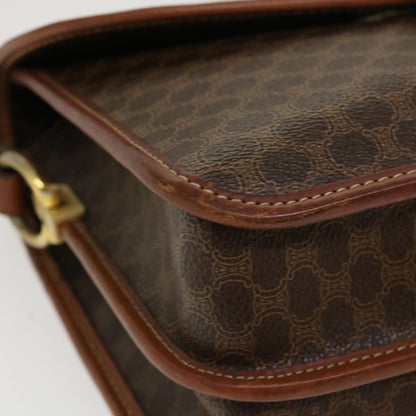 Celine Macadam Canvas Shoulder Bag PVC Leather Brown  39968