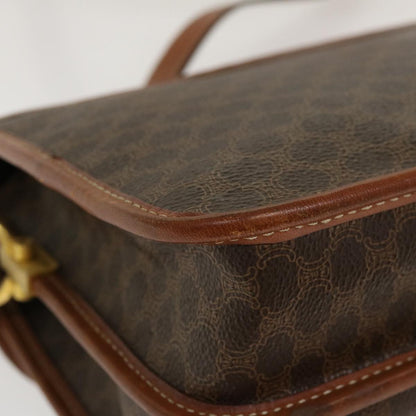 Celine Macadam Canvas Shoulder Bag PVC Leather Brown  39968